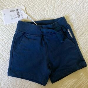 Polarn O. Pyret boys soft shorts blue size 1-2 months drawstring waist pockets